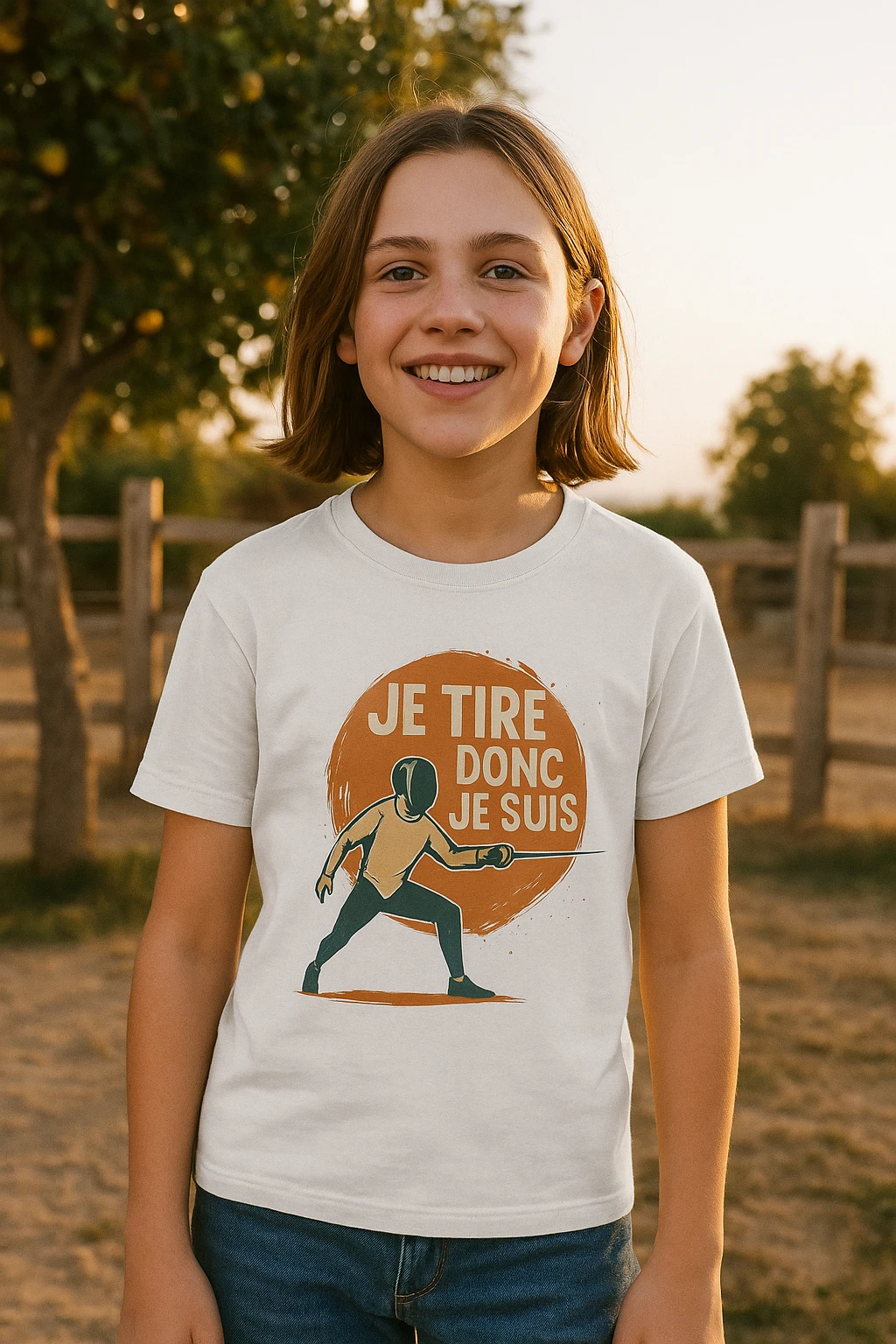 T-shirt Escrime Enfant « Je Tire Donc Je Suis » 🗡️