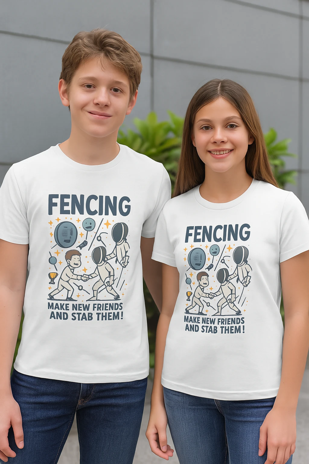 T-shirt Escrime Enfant « Make New Friends and Stab Them »