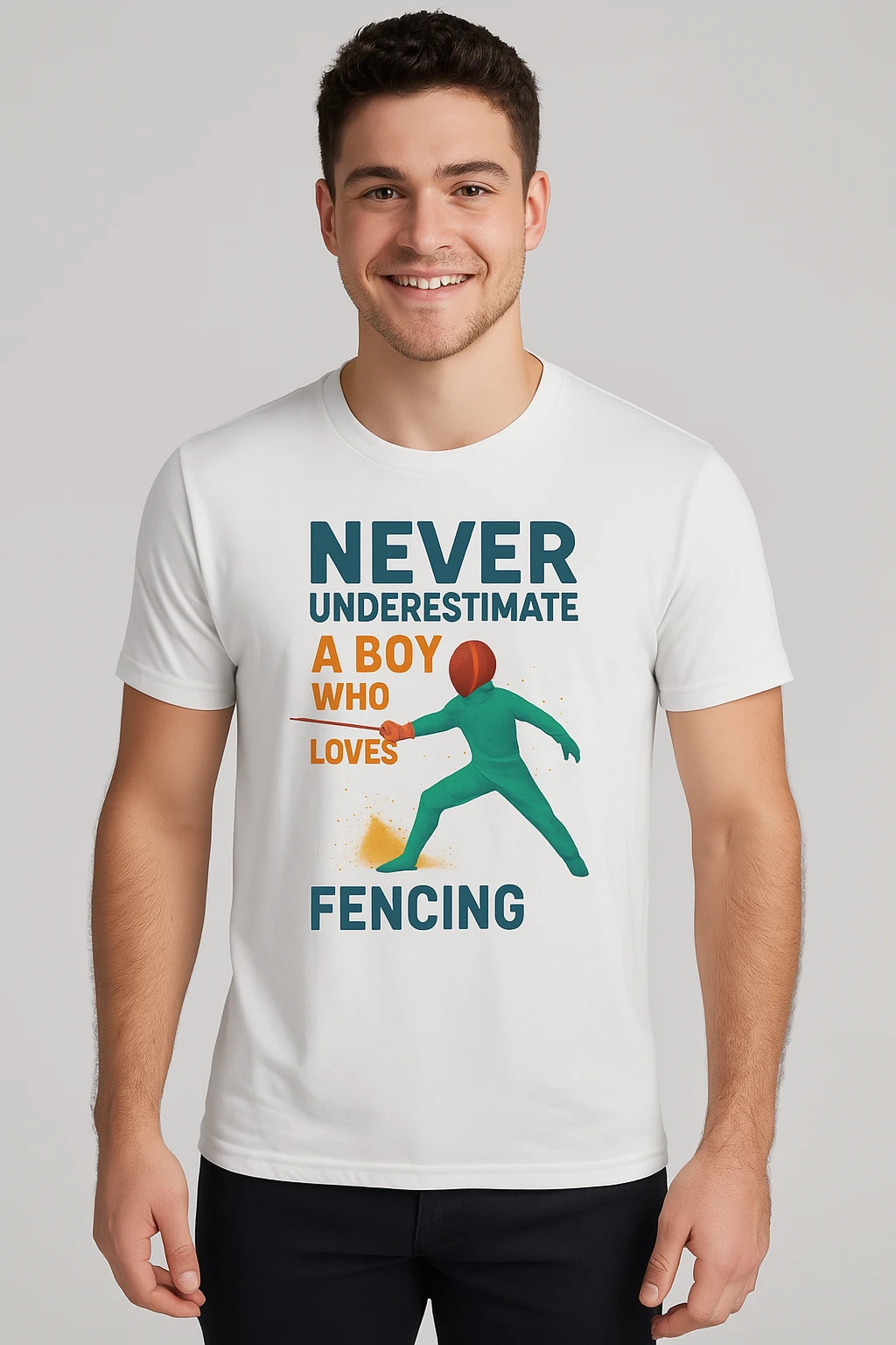 T-shirt Escrime Homme « Never Underestimate a Boy Who Loves Fencing »