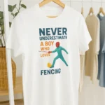 T-shirt Escrime « Never Underestimate a Boy Who Loves Fencing »