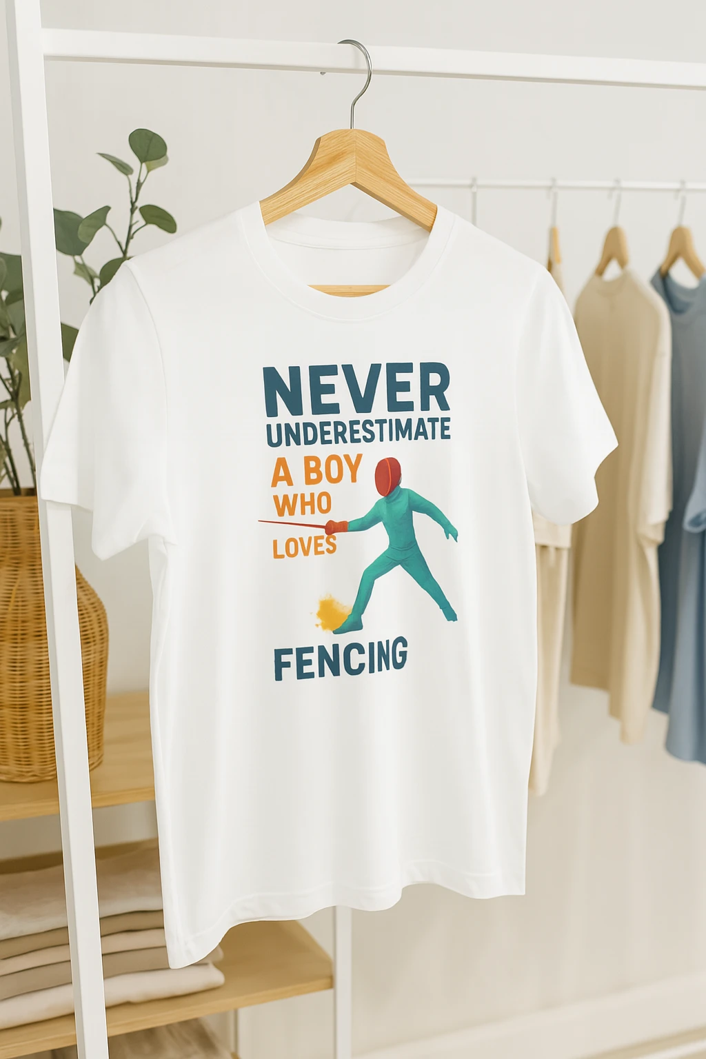 T-shirt Escrime « Never Underestimate a Boy Who Loves Fencing »