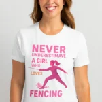 T-shirt Escrime Femme « Never Underestimate a Girl Who Loves Fencing »