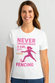 T-shirt Escrime Femme « Never Underestimate a Girl Who Loves Fencing »