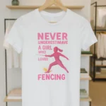T-shirt Escrime Femme « Never Underestimate a Girl Who Loves Fencing »