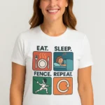 T-shirt Escrime Femme « Eat Sleep Fence Repeat »