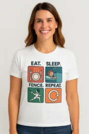 T-shirt Escrime Femme « Eat Sleep Fence Repeat »