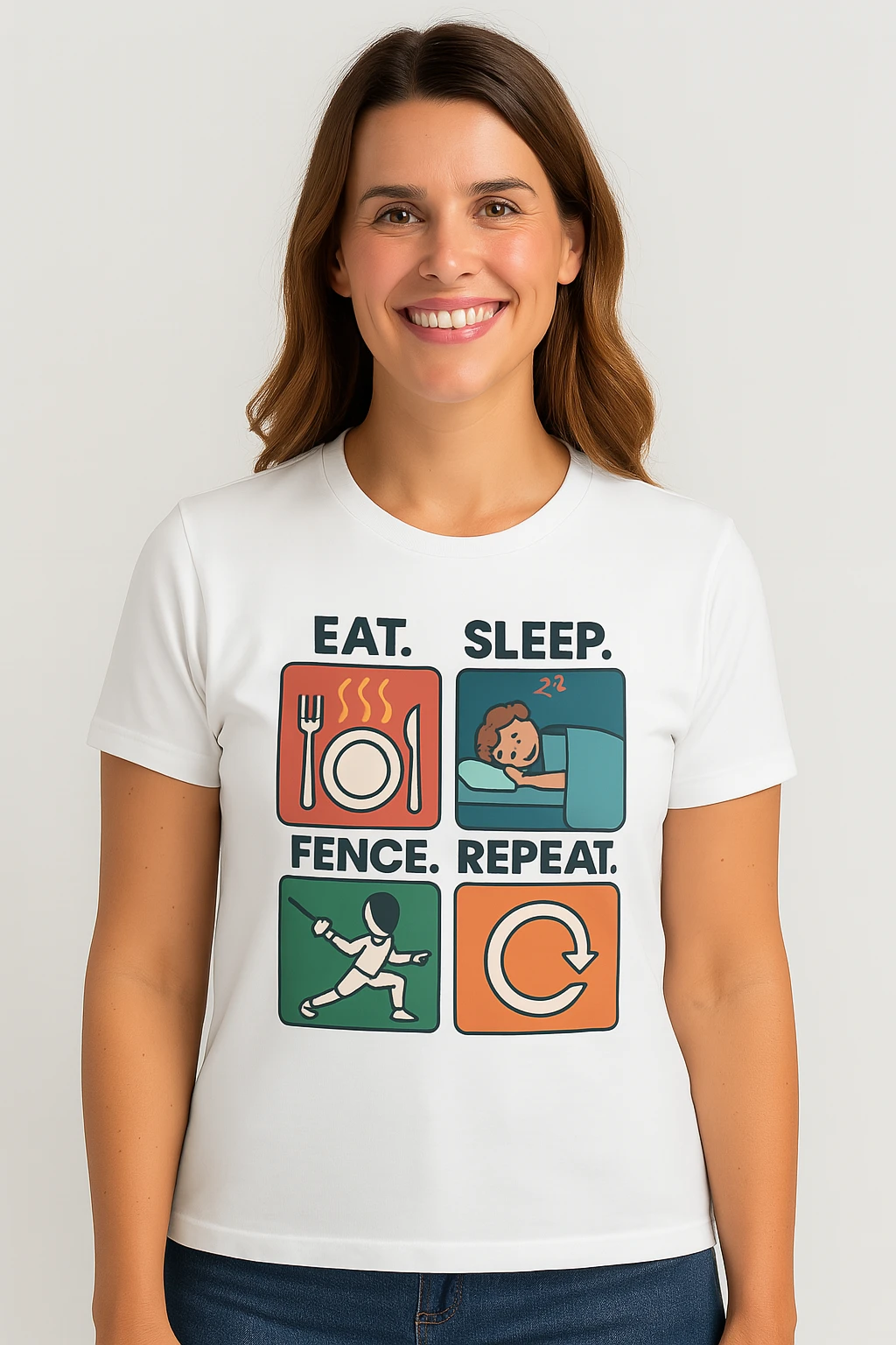 T-shirt Escrime Femme « Eat Sleep Fence Repeat »