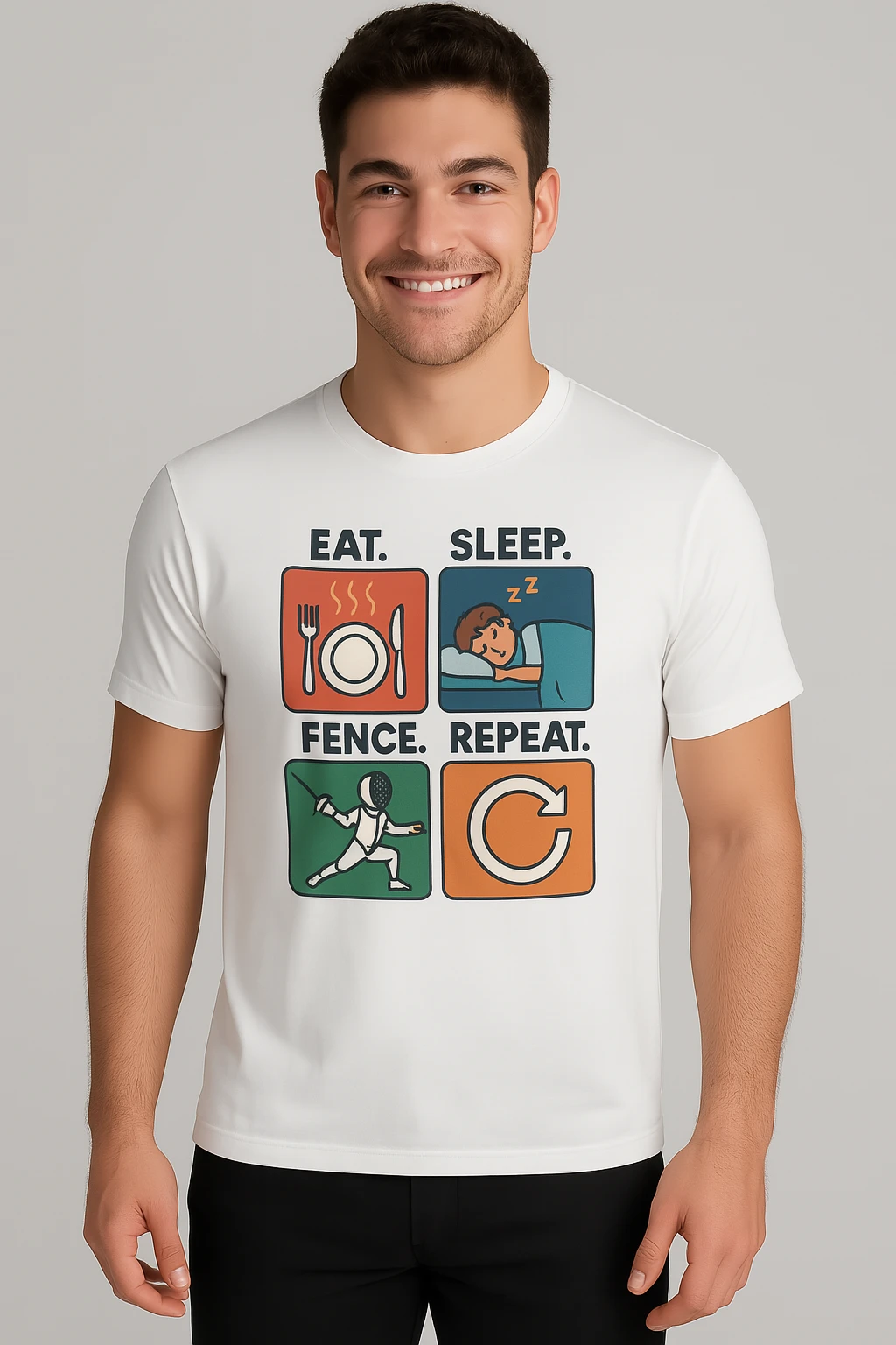 T-shirt Escrime Homme « Eat Sleep Fence Repeat »