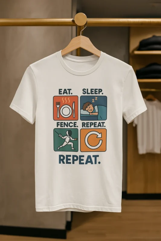 T-shirt Escrime « Eat Sleep Fence Repeat »