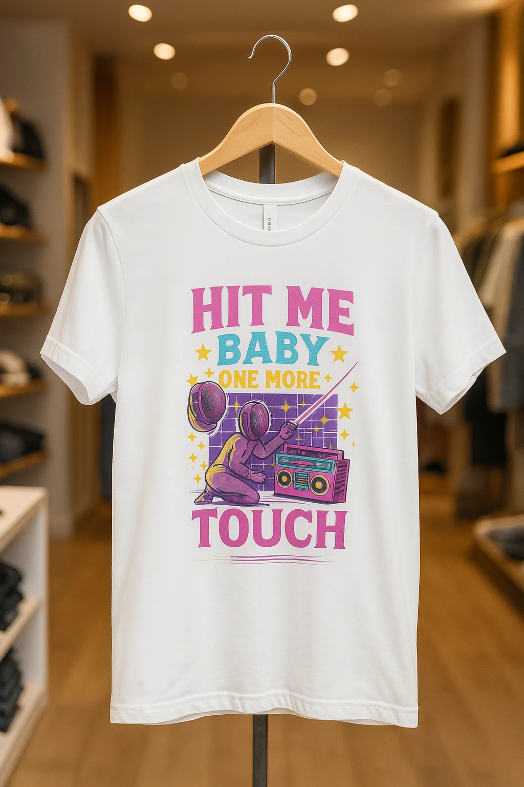 T-shirt Escrime « Hit Me Baby One More Touch » 🤺🎶 | Fun & Couleurs