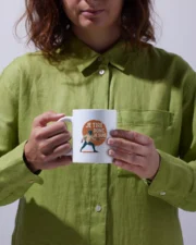 mug escrime je tire donc je suis illustration escrimeur fond orange