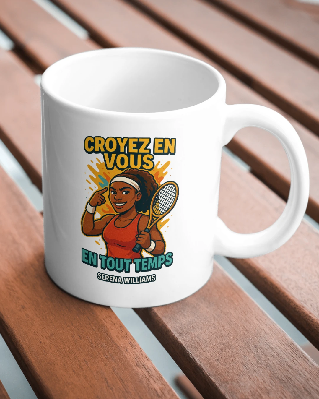mug motivation tennis croyez en vous en tout temps illustration championne tennis