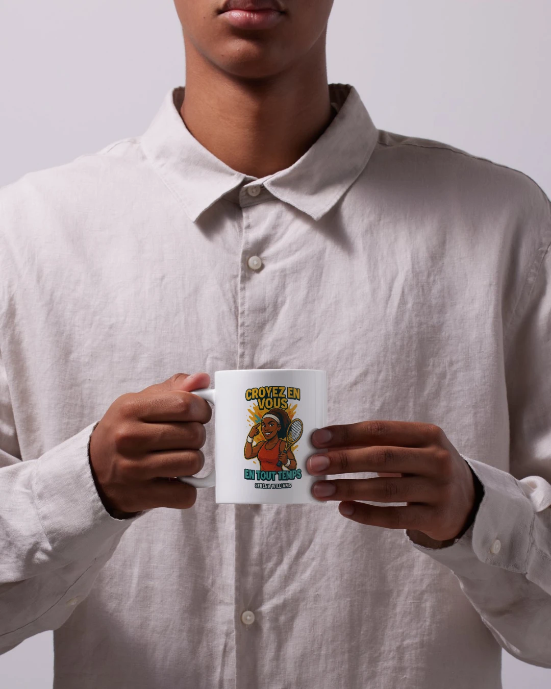 mug motivation tennis croyez en vous en tout temps illustration championne tennis